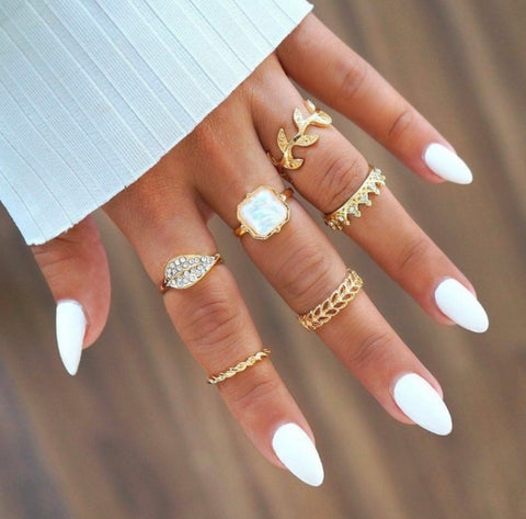 Rustic Leaf Ring Set